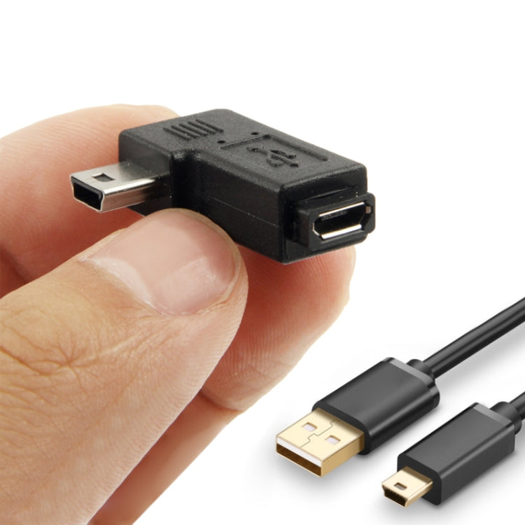 Adaptador Micro USB a Mini USB de 90 grados (Negro)