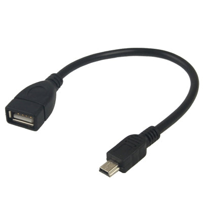Mini USB to USB 2.0 AF OTG 5 Pin Adapter Cable Length: 12cm (Black)