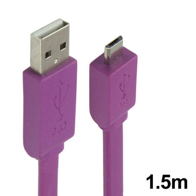 1.5m Noodles Style USB 2.0 AM to Micro 5pin Data Transfer Cable. For Galaxy Huawei Xiaomi Sony LG HTC Google and other Android Smartphones (purple)