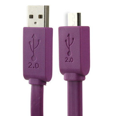 Câble de transfert de données USB 2.0 AM vers micro 5 broches de 1,5 m de style nouilles. Pour Galaxy Huawei Xiaomi Sony LG HTC Google et autres Smartphones Android (violet)