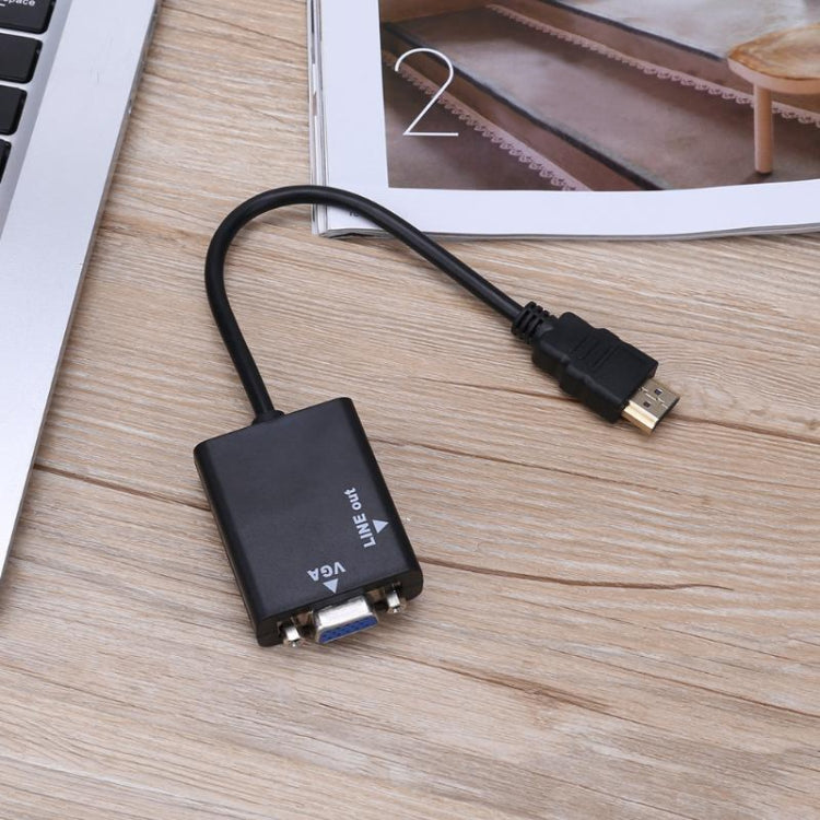 Cable de conVersión de video de salida de Audio HDMI a VGA + de 26 cm con Cable de Audio de 3.5 mm compatible con Full HD 1080P (Negro)