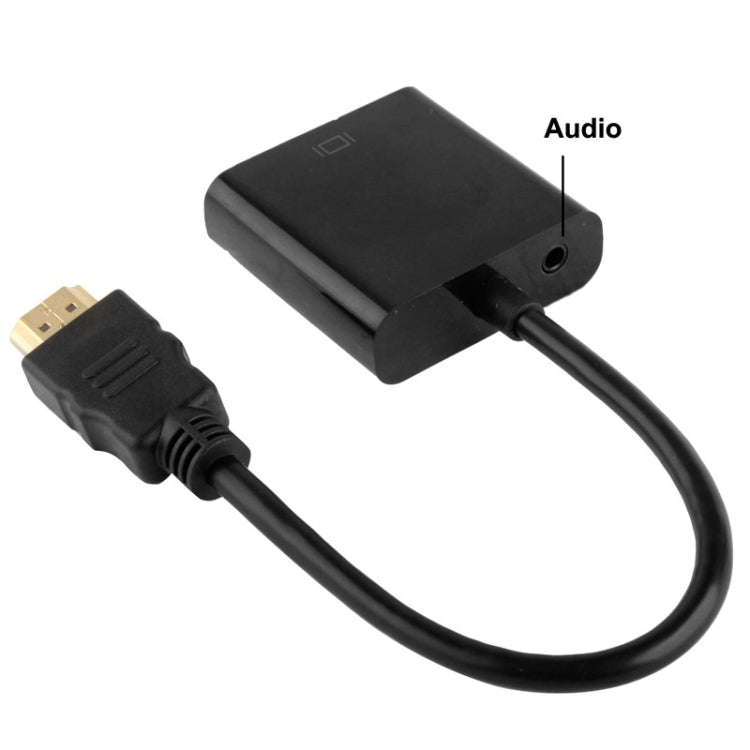 24 cm Full HD 1080P HDMI vers VGA + câble de sortie audio pour ordinateur/DVD/décodeur numérique/ordinateur portable/téléphone portable/lecteur multimédia (noir)