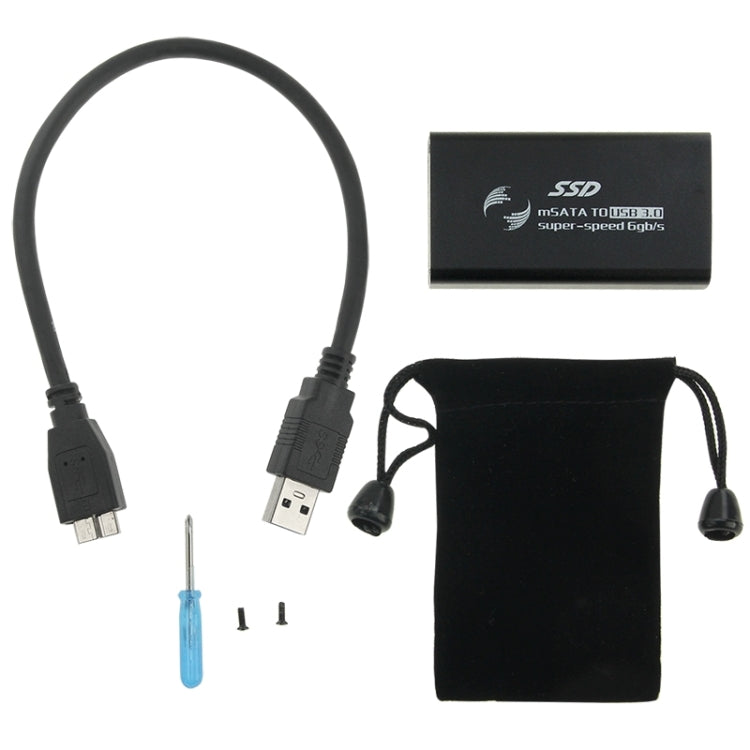Solid State Drive mSATA 6gb/s SSD to USB 3.0 Hard Drive Enclosure (Black)