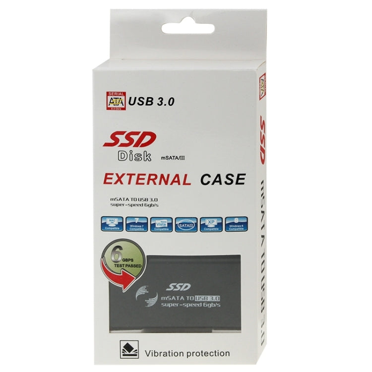 Disco de estado sólido mSATA de 6 gb / s SSD a USB 3.0 Caja de Disco Duro (Negro)