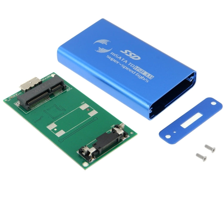 Boîtier de disque dur SSD vers USB 3.0 pour disque SSD mSATA 6 Go/s (bleu)