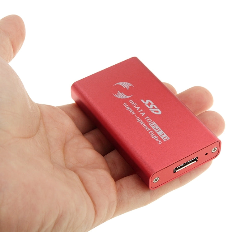 mSATA 6gb/s Solid State Drive USB 3.0 SSD Hard Drive Enclosure (Red)