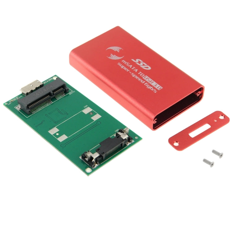 Caja de Disco Duro SSD a USB 3.0 de disco de estado sólido mSATA de 6 gb / s (Rojo)