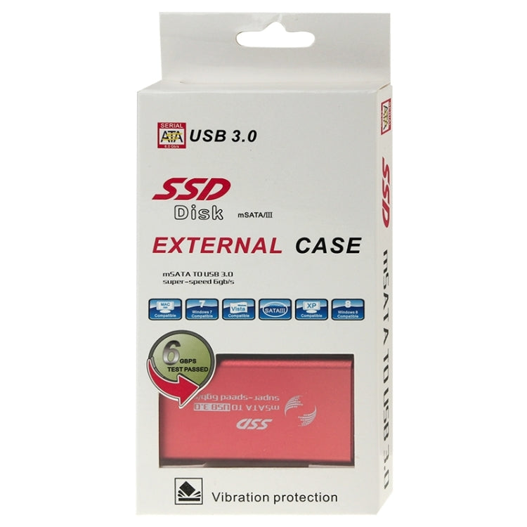 Boîtier de disque dur SSD mSATA 6 Go/s SSD USB 3.0 (rouge)
