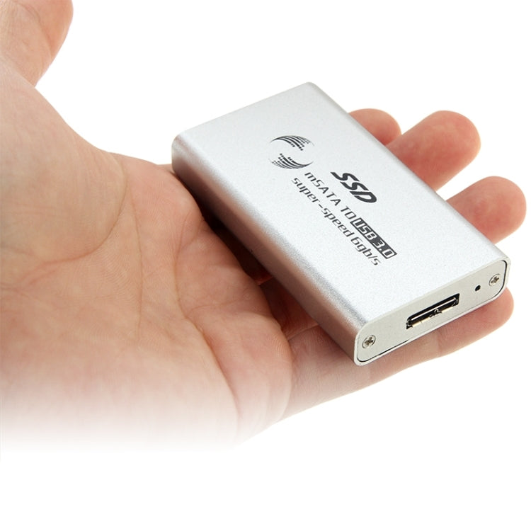 Disco de estado sólido mSATA de 6 gb / s SSD a USB 3.0 Caja de Disco Duro (Plateado)