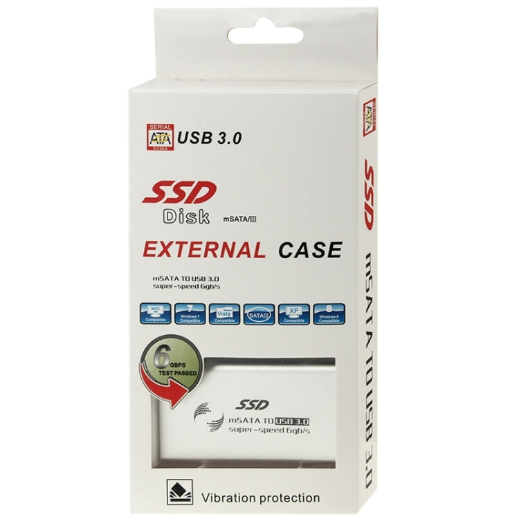 Disque dur SSD mSATA 6 Go/s vers boîtier de disque dur USB 3.0 (argent)