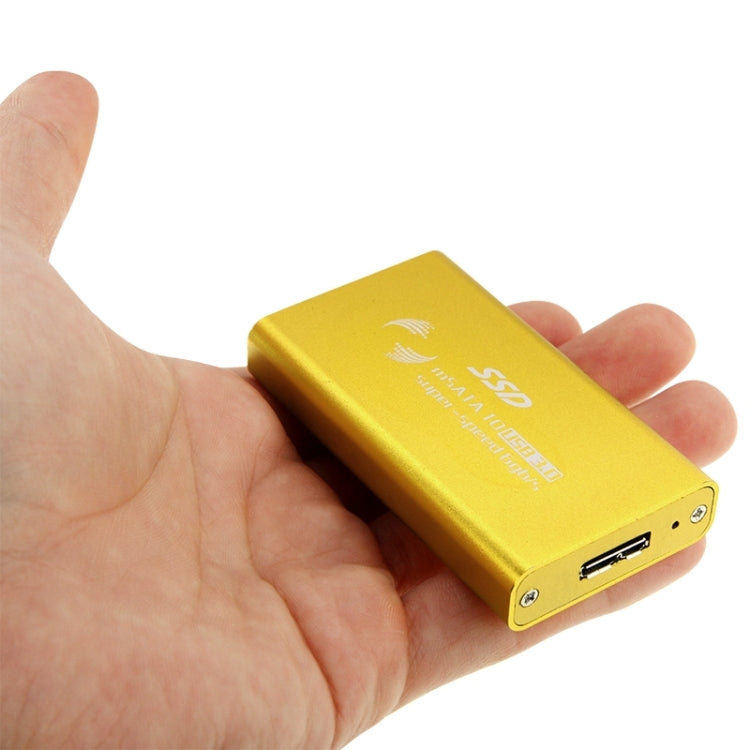 mSATA 6gb/s Solid State Drive USB 3.0 SSD Hard Drive Enclosure (Golden)