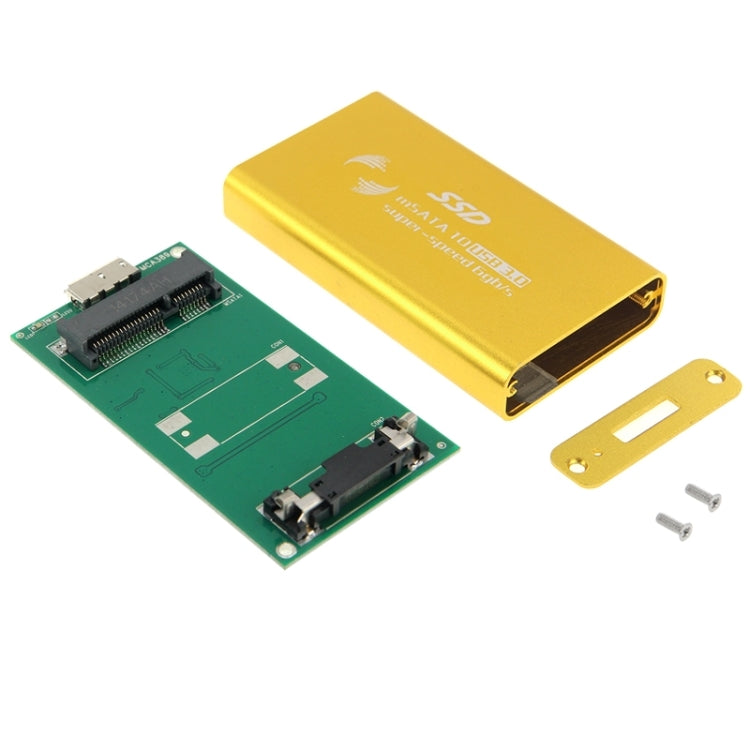 mSATA 6gb/s Solid State Drive USB 3.0 SSD Hard Drive Enclosure (Golden)