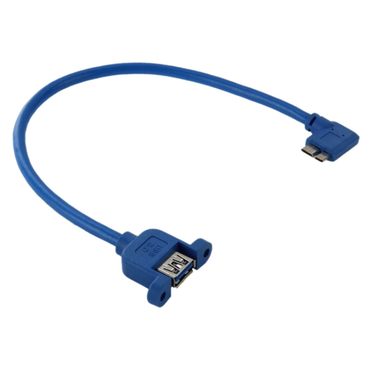 Cable OTG de 90 grados con giro a la Izquierda USB 3.0 Micro-B Macho a USB 3.0 Hembra Para Tableta / Disco Duro Portátil longitud: 30 cm (Azul)