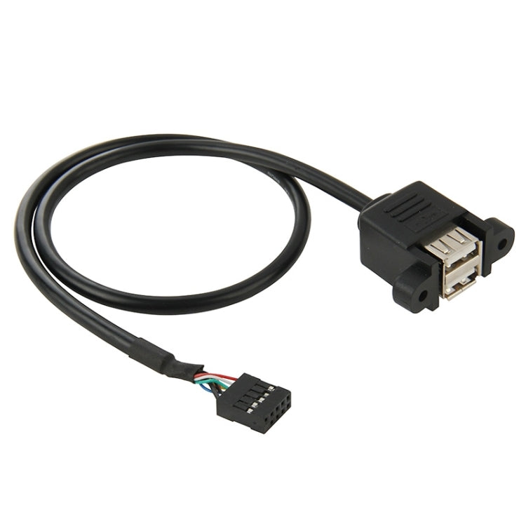 10 Pin Motherboard Female Connector to 2 USB 2.0 Female Adapter Cable Length: 50cm