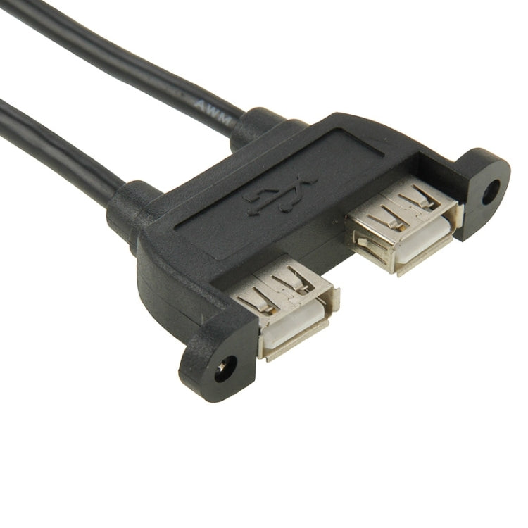 2 USB 2.0 Male to 2-Port USB 2.0 Female with 2-Hole Extension Cable For Screws Length: 50cm