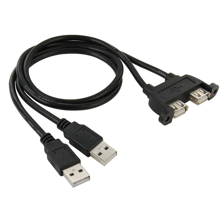 2 ports USB 2.0 mâle vers 2 ports USB 2.0 femelle avec câble d'extension 2 trous pour vis Longueur : 50 cm