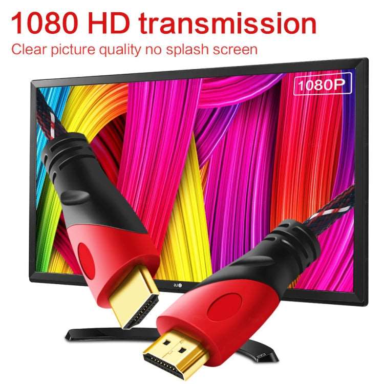 10m HDMI 1.4 Versión 1080P Nylon Tejido Línea Rojo Negro Cabeza HDMI Macho a HDMI Macho Audio Video Conector Adaptador Cable