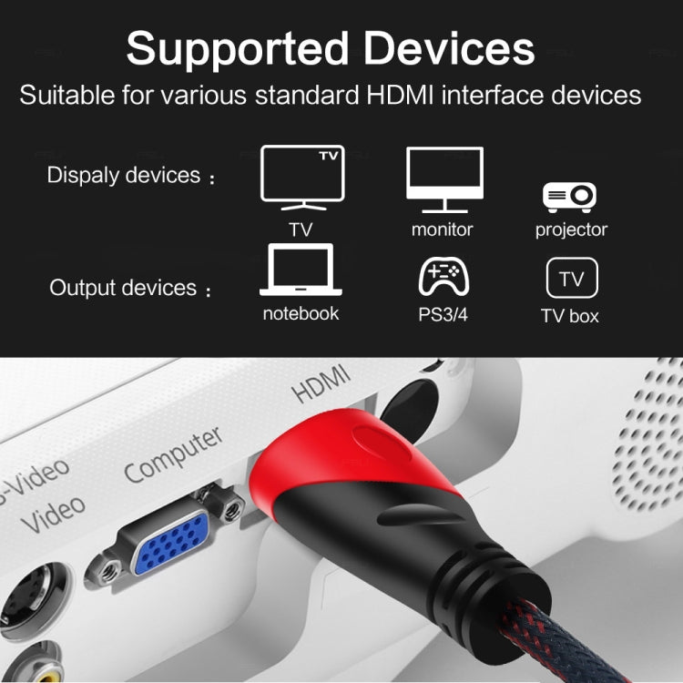 10m HDMI 1.4 Versión 1080P Nylon Tejido Línea Rojo Negro Cabeza HDMI Macho a HDMI Macho Audio Video Conector Adaptador Cable