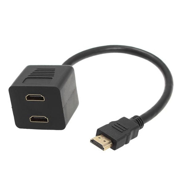 Adaptateur séparateur HDMI Y 30 cm Verteiler Stecker mit 2 Kupplung Gel (plaqué or) (noir)