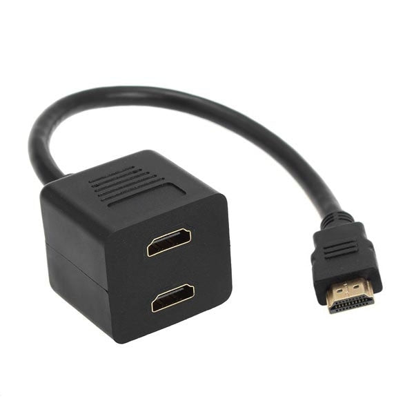 Adaptateur séparateur HDMI Y 30 cm Verteiler Stecker mit 2 Kupplung Gel (plaqué or) (noir)