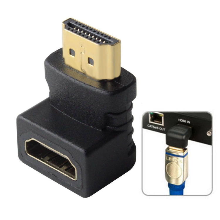 Adaptador de ángulo de 90 grados HDMI 19Pin Macho a HDMI 19Pin Hembra (chapado en Oro) (Negro)