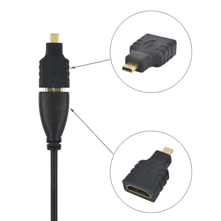Adaptador Micro HDMI Macho a HDMI Hembra (chapado en Oro) (Negro)