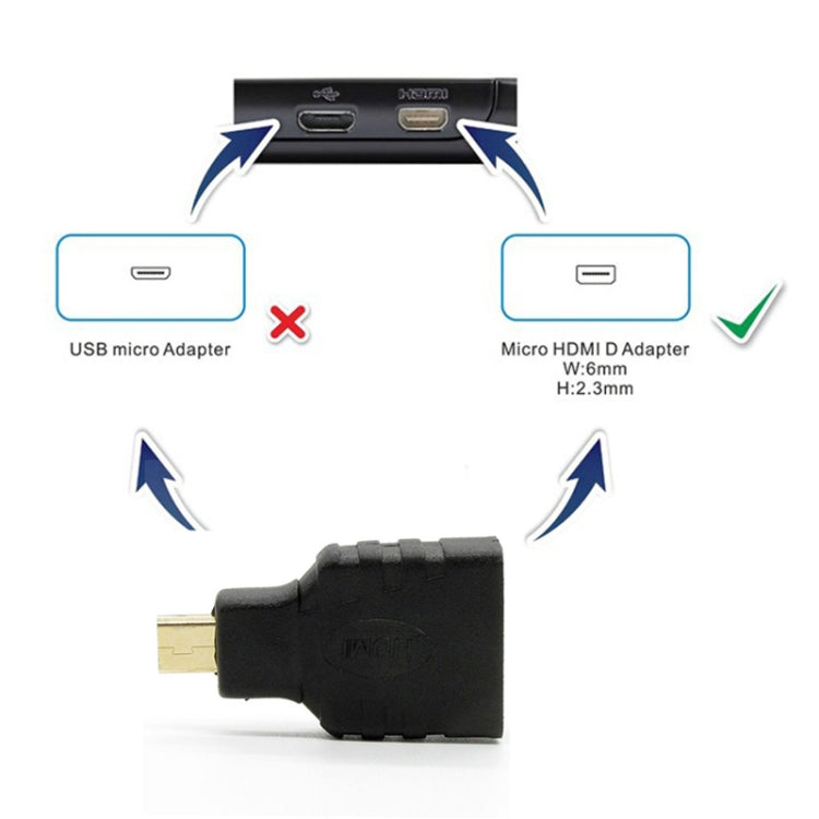 Adaptateur Micro HDMI Mâle vers HDMI Femelle (Plaqué Or) (Noir)
