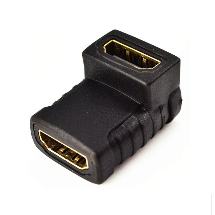 Coupleur d'angle HDMI (femelle à femelle) - 90 degrés (plaqué or) (noir)