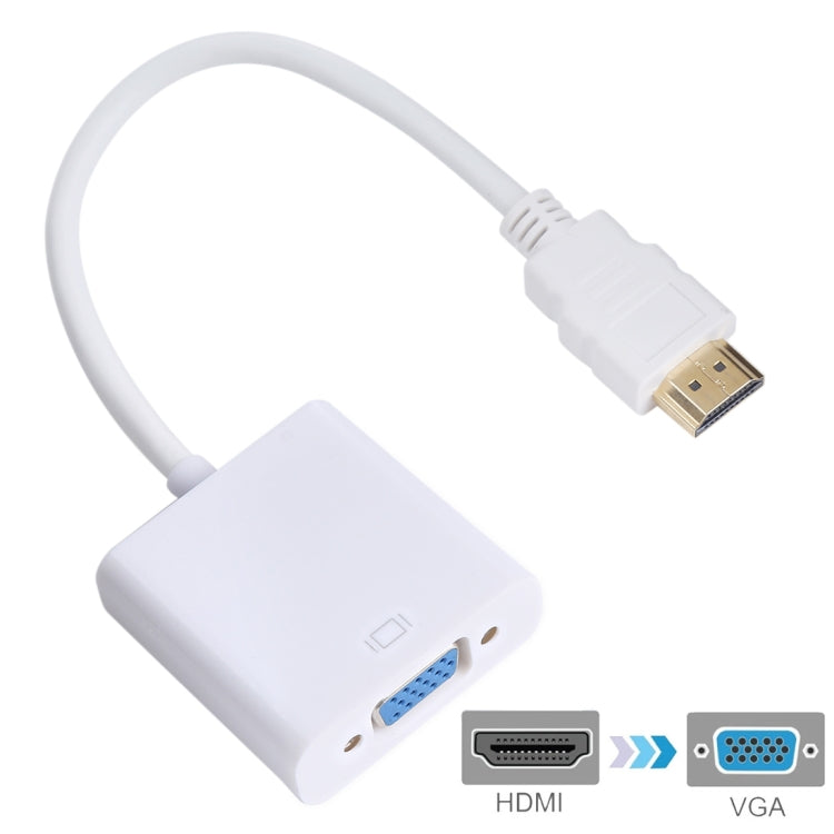20cm HDMI 19-Pin Male to VGA Female Cable Adapter (White)