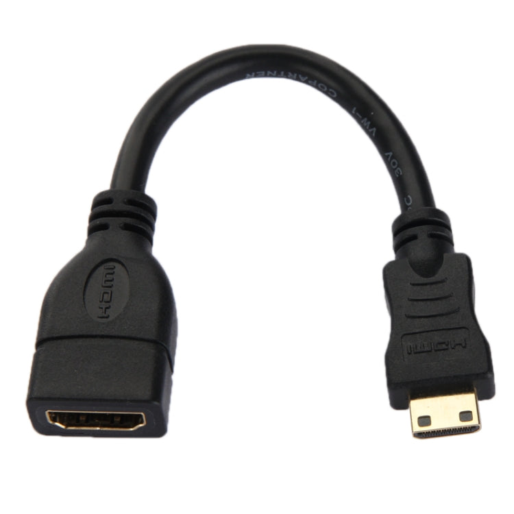 Mini HDMI Macho chapado en Oro de 16 cm a Cable Hembra HDMI de 19 pines (Negro)