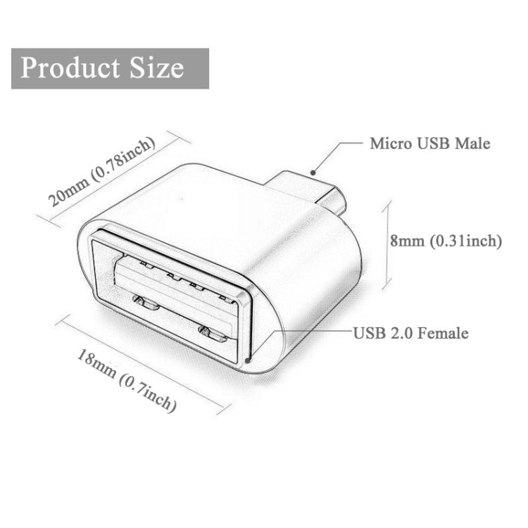 Adaptateur Micro USB 2.0 vers USB 2.0 avec fonction OTG pour Samsung / Huawei / Xiaomi / Meizu / LG / HTC et autres téléphones intelligents (Noir)