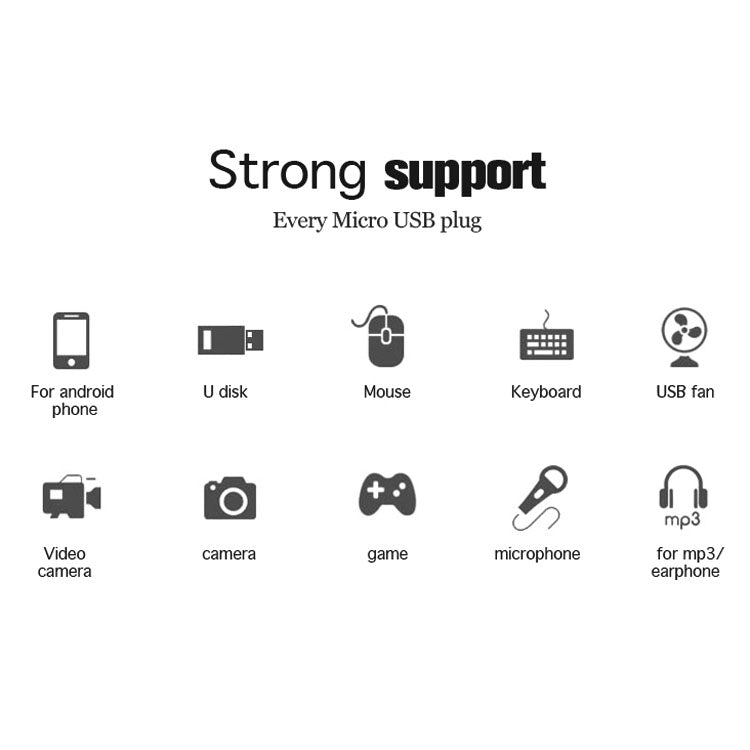 Adaptador Micro USB 2.0 a USB 2.0 con función OTG Para Samsung / Huawei / Xiaomi / Meizu / LG / HTC y otros Teléfonos Inteligentes (Negro)