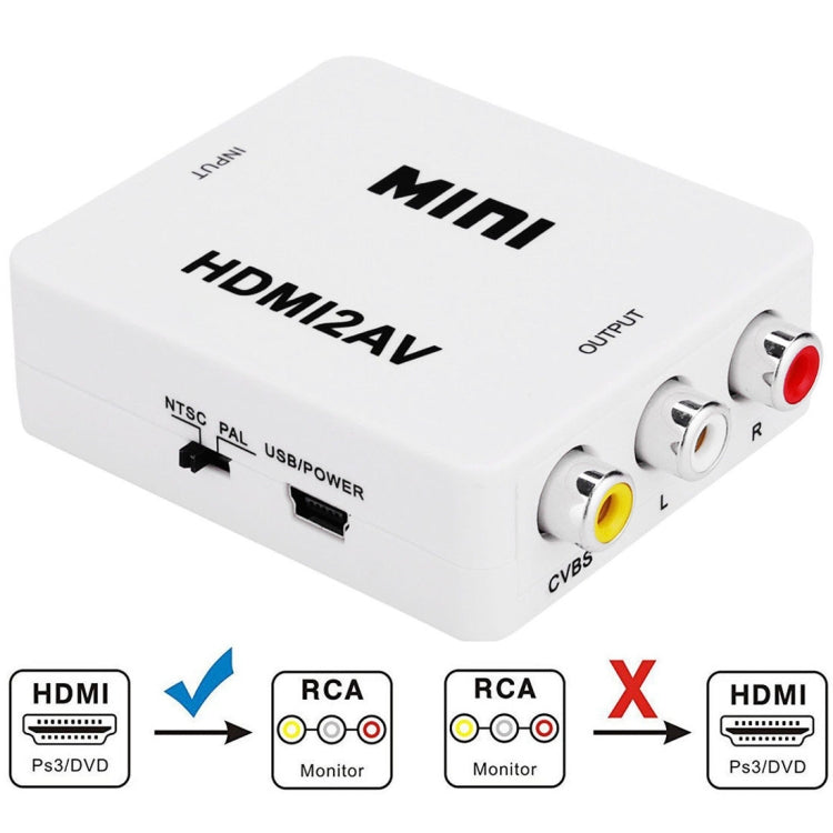 VK-126 Mini Adaptador convertidor de Audio HDMI a CVBS / L + R (escalador) (Blanco)