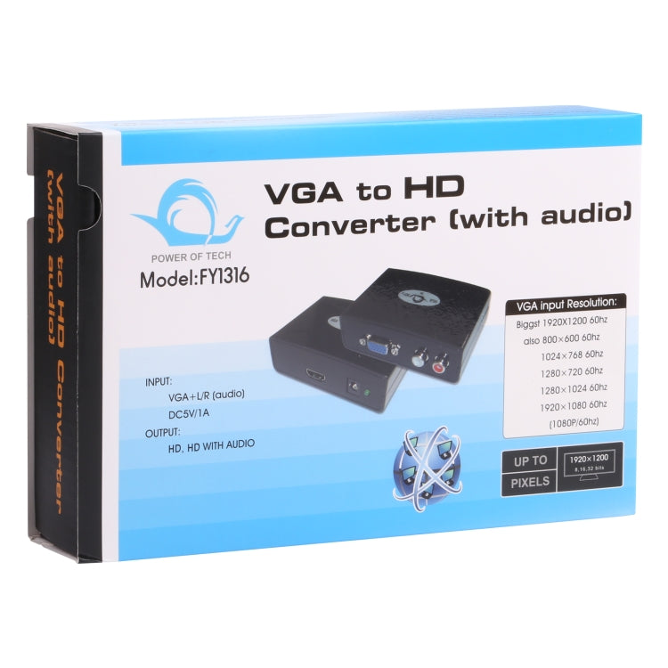 Convertidor VGA a HDMI con Audio (FY1316) (Negro)