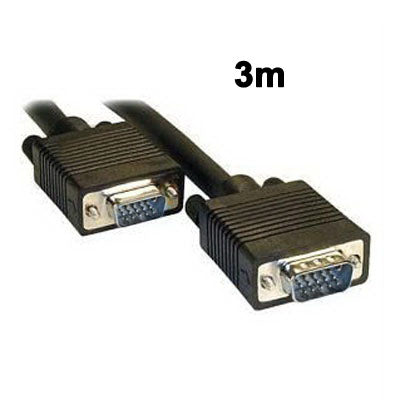 Cable VGA de 15 pines Macho a VGA de 15 pines Macho de calidad normal de 3 m Para monitor CRT (Negro)
