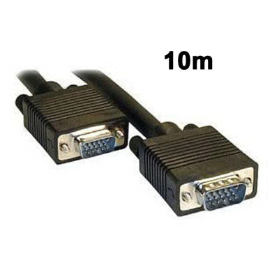 Cable VGA de 15 pines Macho a VGA de 15 pines Macho de calidad normal de 10 m Para monitor CRT (Negro)