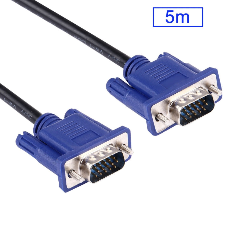 Câble VGA 15 broches mâle vers VGA 15 broches mâle de haute qualité de 5 m pour moniteur/projecteur LCD (noir)