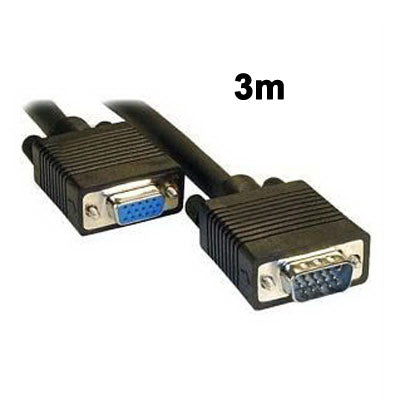 Cable VGA de 15 pines Macho a VGA de 15 pines Hembra de calidad normal de 3 m Para monitor CRT