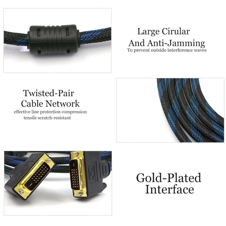 Video Cable DVI-D Dual Link 24+1 pin Male to Male m/m with nylon net length: 5m