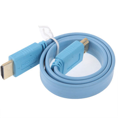 Version 1.4 Prise en charge du câble plat HDMI vers HDMI plaqué or 19 broches Ethernet 3D 1080P HD TV / Vidéo / Audio, etc. Longueur : 0,5 m (bleu)