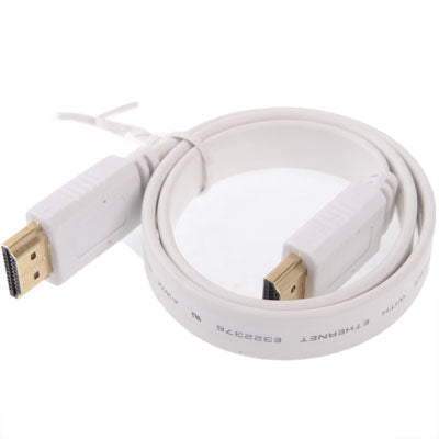 Version 1.4 plaqué or 19 broches HDMI vers HDMI câble plat prise en charge Ethernet 3D 1080P HD TV/vidéo/audio etc. longueur : 0,5 m (Blanc)