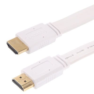 Versión 1.4 Cable plano de HDMI a HDMI de 19 pines chapado en Oro compatible con Ethernet 3D 1080P HD TV / Video / Audio etc. longitud: 0.5 m (Blanco)