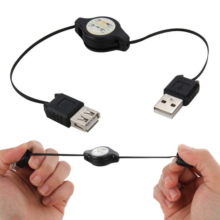 Retractable USB 2.0 AM to USB AF Cable Length: 75cm (Black)