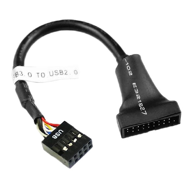 Carte mère USB 2.0 9 broches femelle vers USB 3.0 19 broches mâle longueur du câble : 15 cm (noir)
