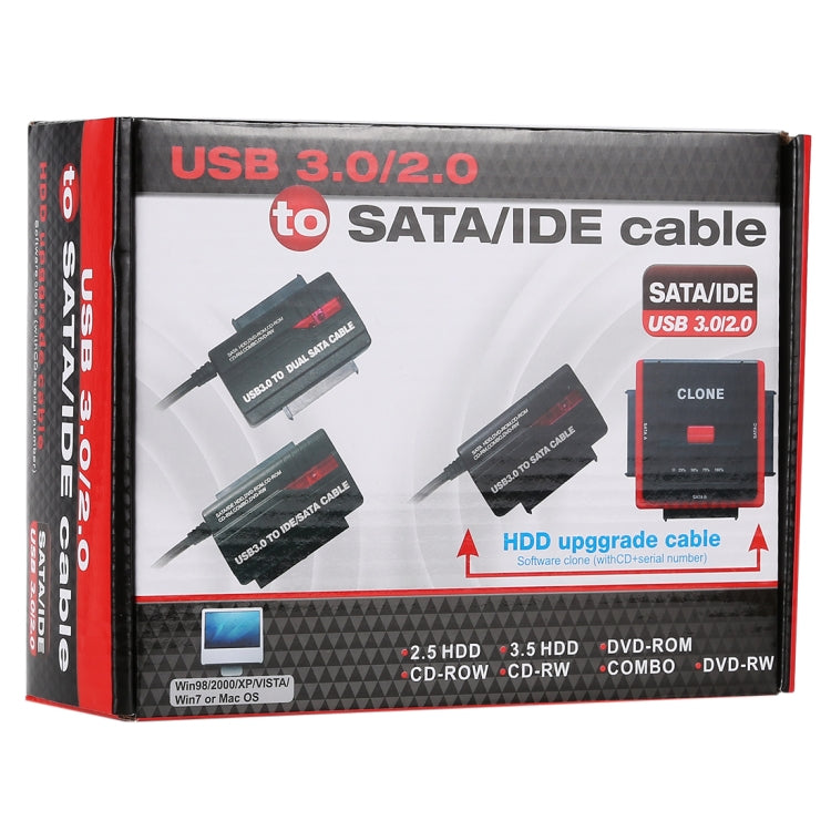 USB 3.0 External Hard Drive Adapter to IDE / SATA Hard Drive (Black)