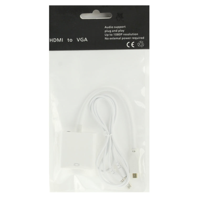 22cm Full HD 1080P Micro HDMI Male to VGA Female Video Adapter Cable with Audio Cable (White)