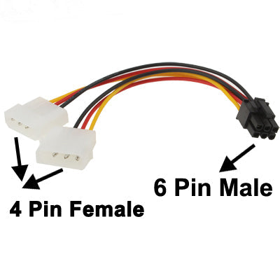 Power Cable 6 pin Male to 2 x 4 pin Female length: 17.5 cm