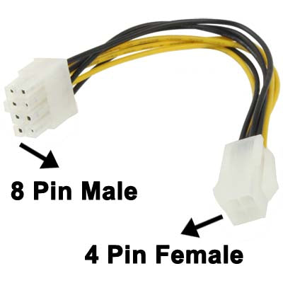 Power Cable 8 pin Male to 4 pin Female length: 18.5 cm