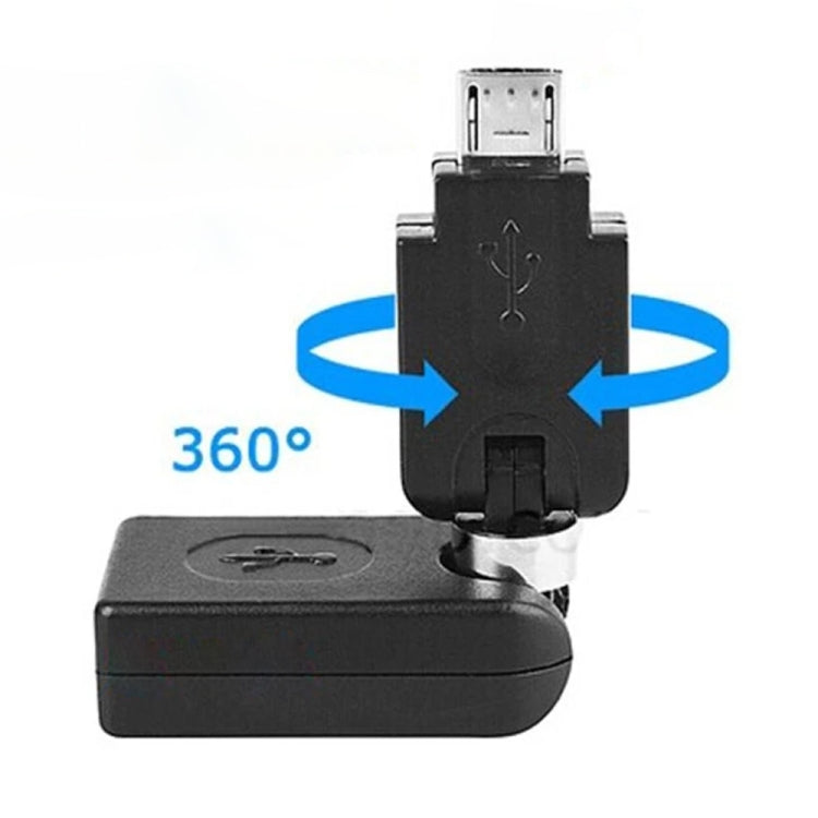 Adaptador giratorio de USB 2.0 AM a Mini USB de 360 grados (Negro)