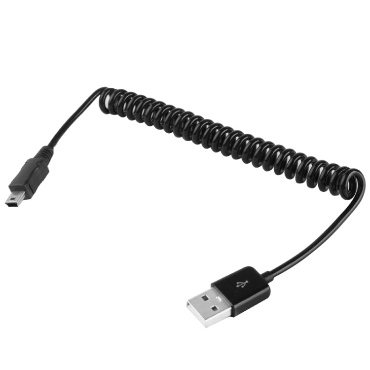 Mini USB 5 Pin to USB 2.0 AM Coiled Cable/Spring Cable Length: 25cm (can be extended up to 80cm) (Black)